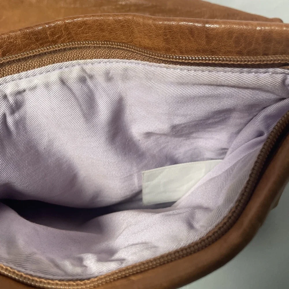 Gap Tan Leather Fold over Clutch Purse Y2K